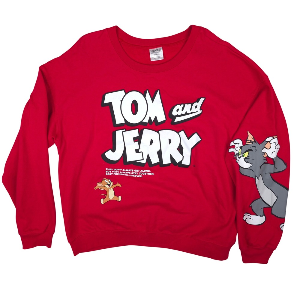 Tom and Jerry Sweatshirt Womens 3XL(21) Red Frenemies‎ Forever Cartoon Nostalgia